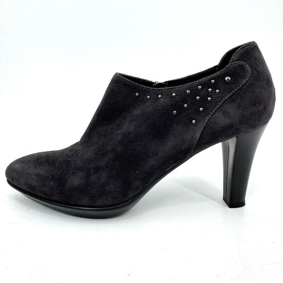 AQUATALIA Dark Gray Suede Bead Studded Heeled Booties Size 10 - Picture 5 of 11